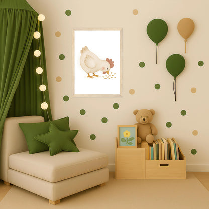 Hanni das Huhn - Motiv: "Körner" Poster mit Holzrahmen von tinylearner