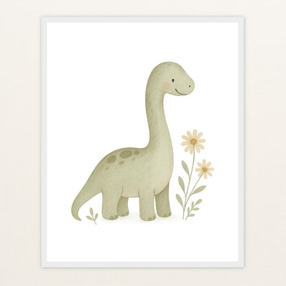 Dinosaurier Brachiosaurus Poster mit Holzrahmen von tinylearner