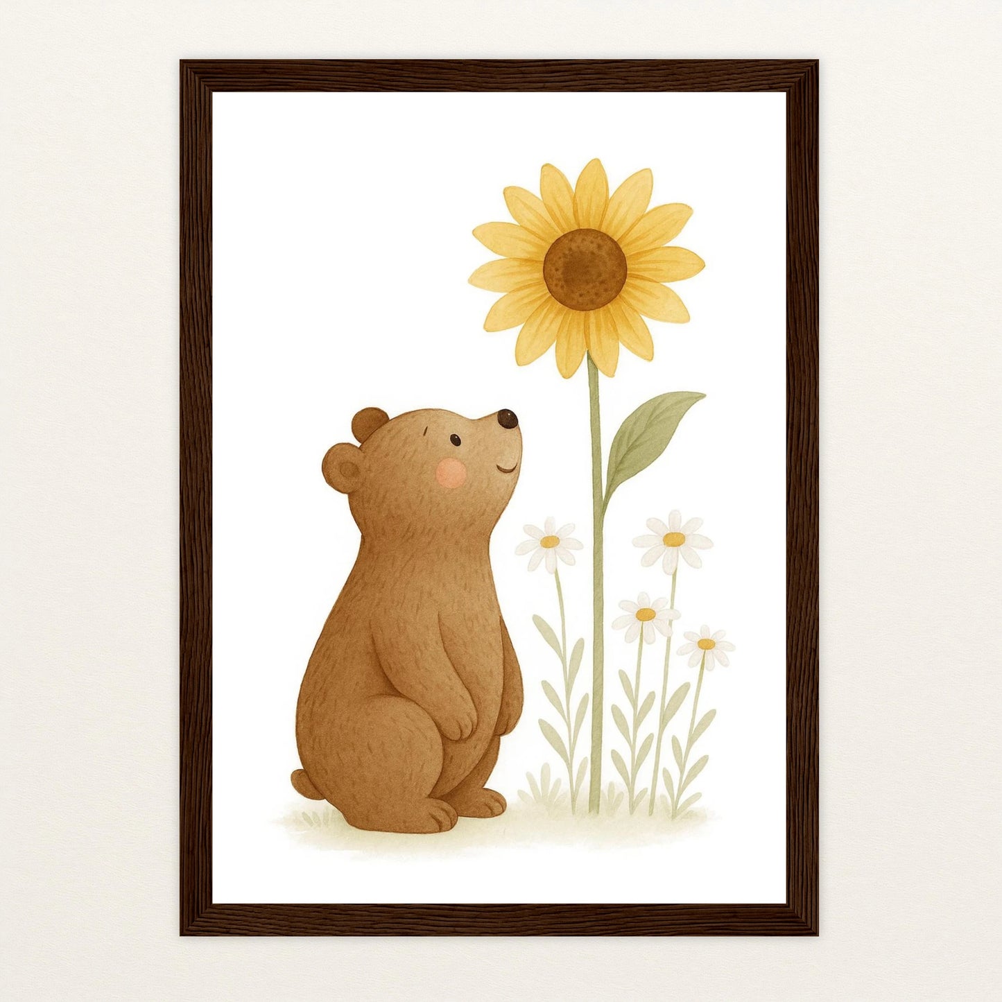 Balu der Bär - Motiv: "Sonnenblume" Poster mit Holzrahmen von tinylearner