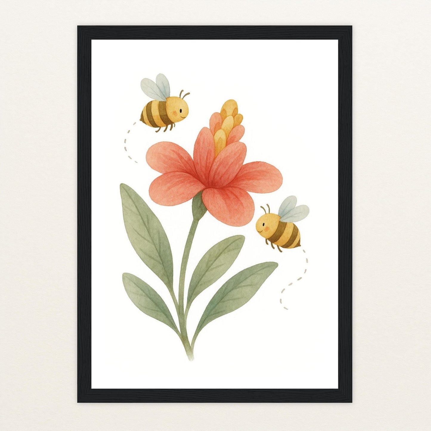 Bibi die Biene - Motiv: "Blume" Poster mit Holzrahmen von tinylearner