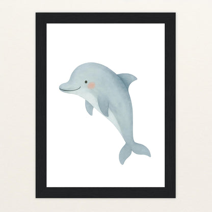 Dora der Delfin Poster mit Holzrahmen von tinylearner
