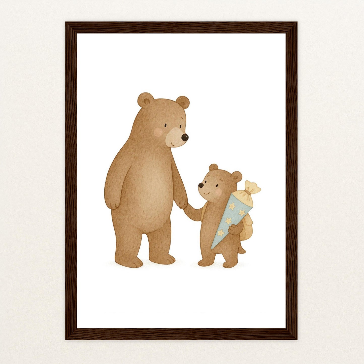 Balu der Bär - Motiv: "Schultüte" Poster mit Holzrahmen von tinylearner