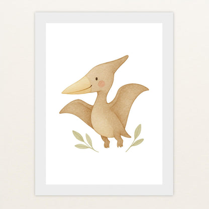 Dinosaurier Pteranodon Poster mit Holzrahmen von tinylearner