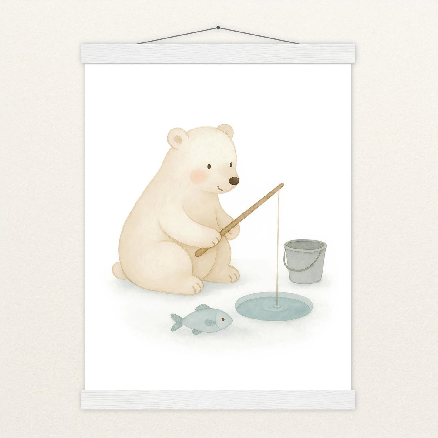 Pummel der Polarbär - Motiv: "Angeln" Poster mit Leisten von tinylearner