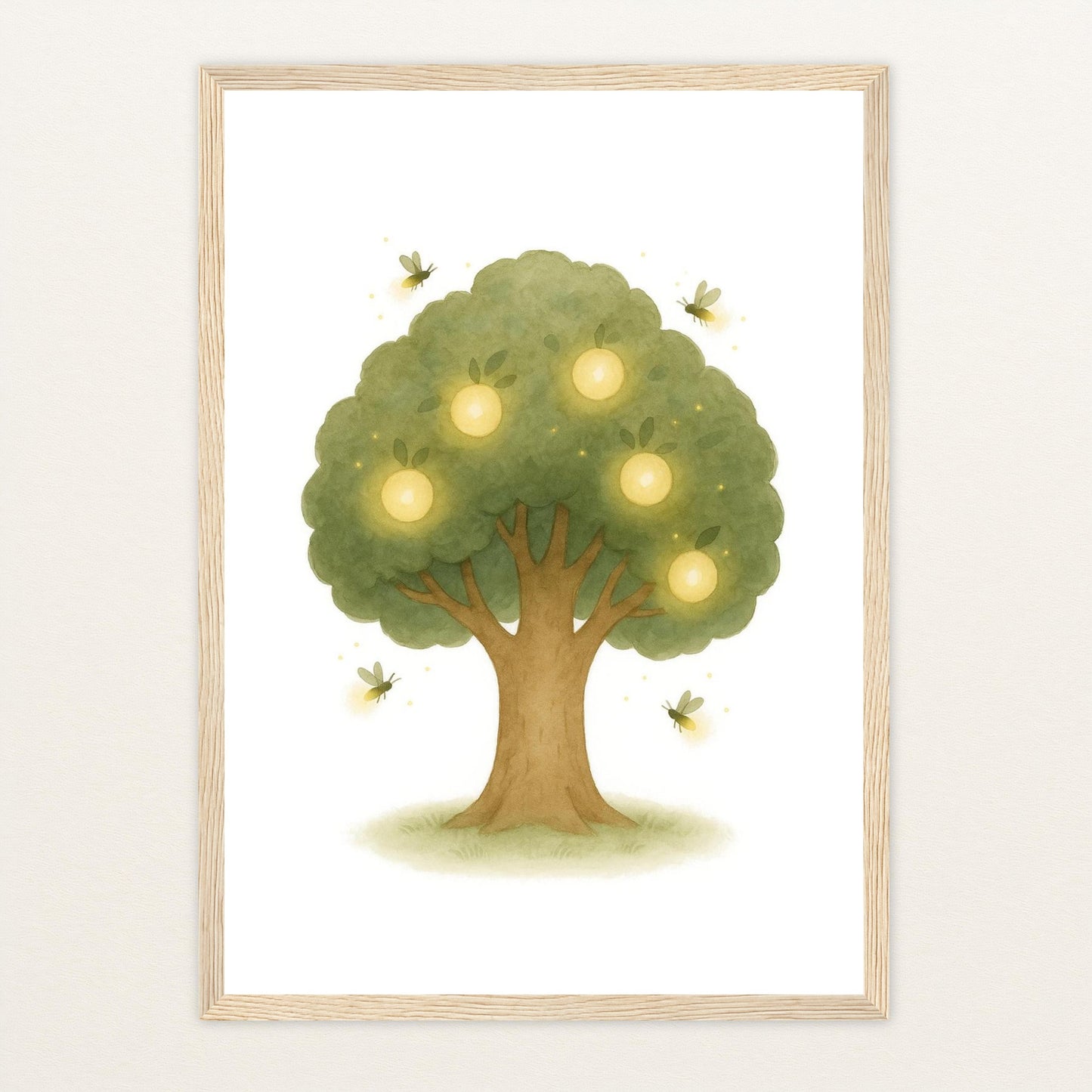 Leuchtbaum Poster mit Holzrahmen von tinylearner