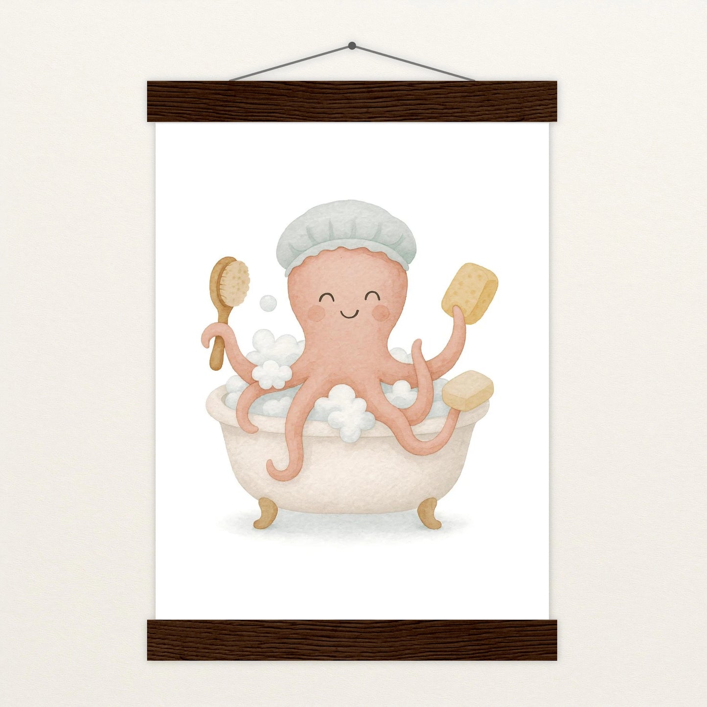 Tilli der Tintenfisch - Motiv: "Baden" Poster mit Leisten von tinylearner