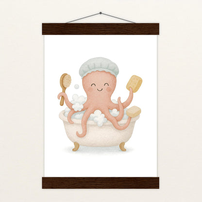 Tilli der Tintenfisch - Motiv: "Baden" Poster mit Leisten von tinylearner