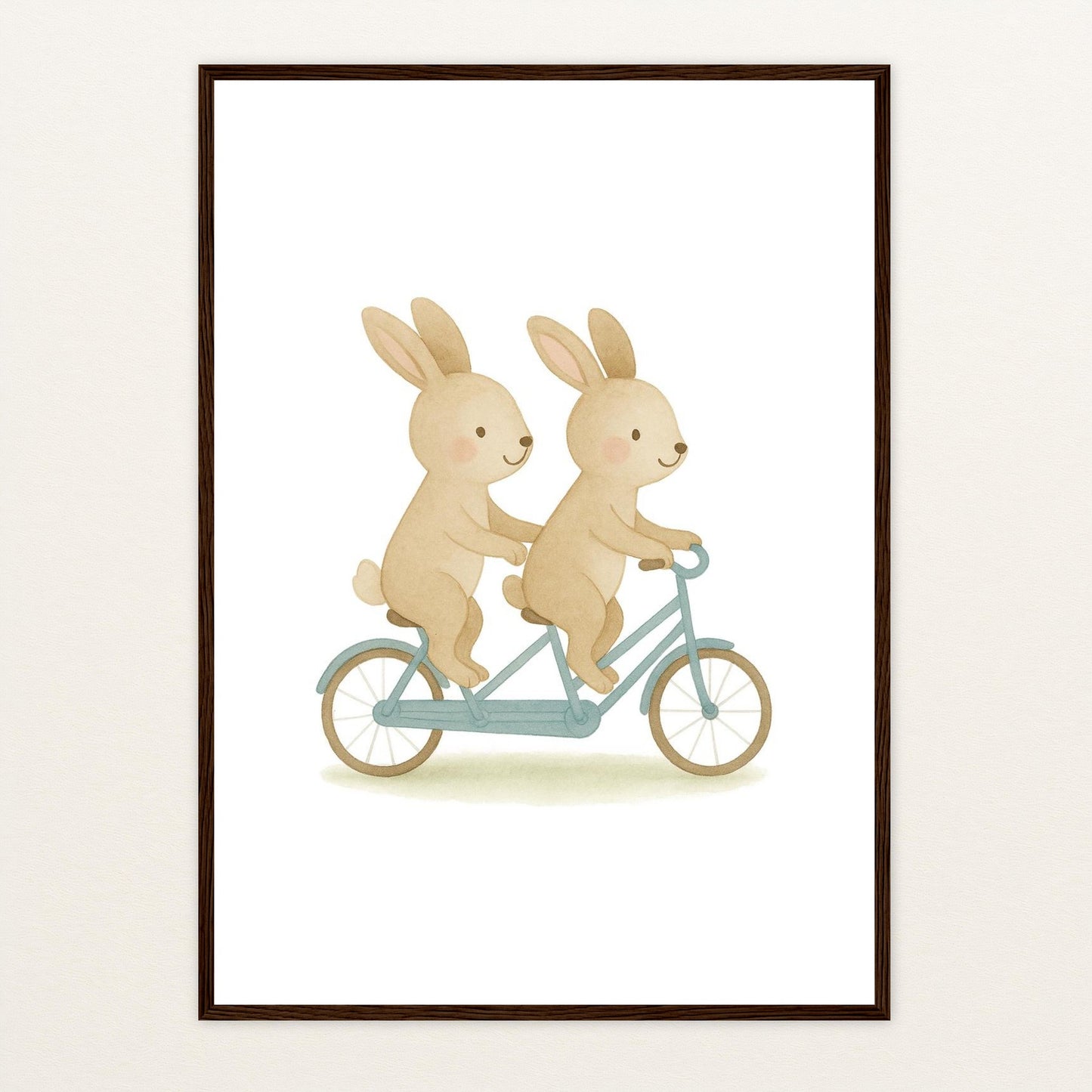 Holly der Hase - Motiv: "Tandem" Poster mit Holzrahmen von tinylearner