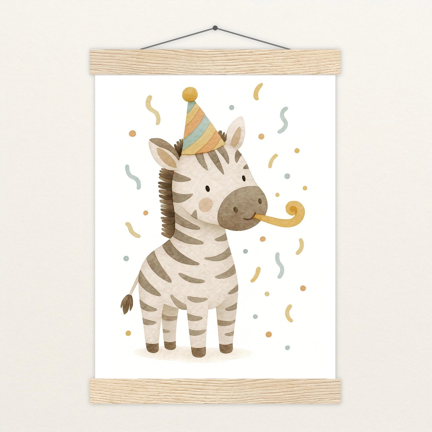Zinni das Zebra - Motiv: "Party" Poster mit Leisten von tinylearner