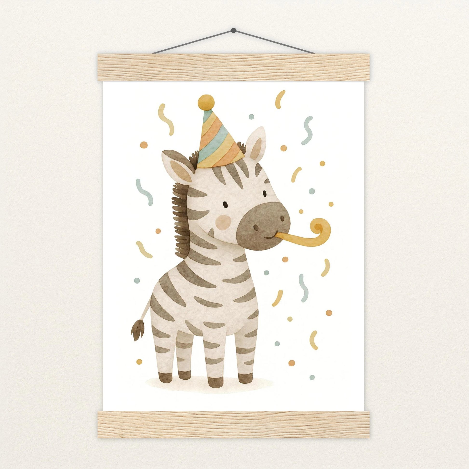 Zinni das Zebra - Motiv: "Party" Poster mit Leisten von tinylearner