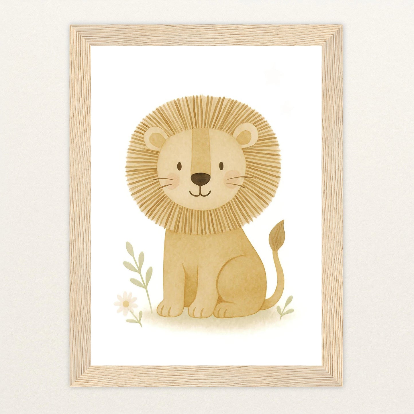 Leo der Löwe Poster mit Holzrahmen von tinylearner