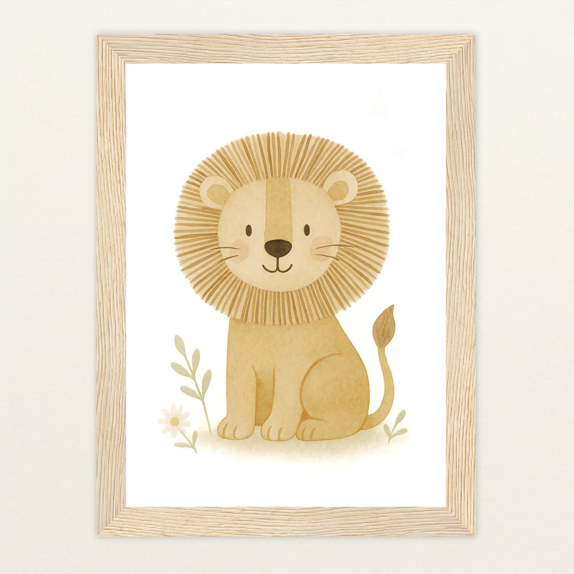 Leo der Löwe Poster mit Holzrahmen von tinylearner