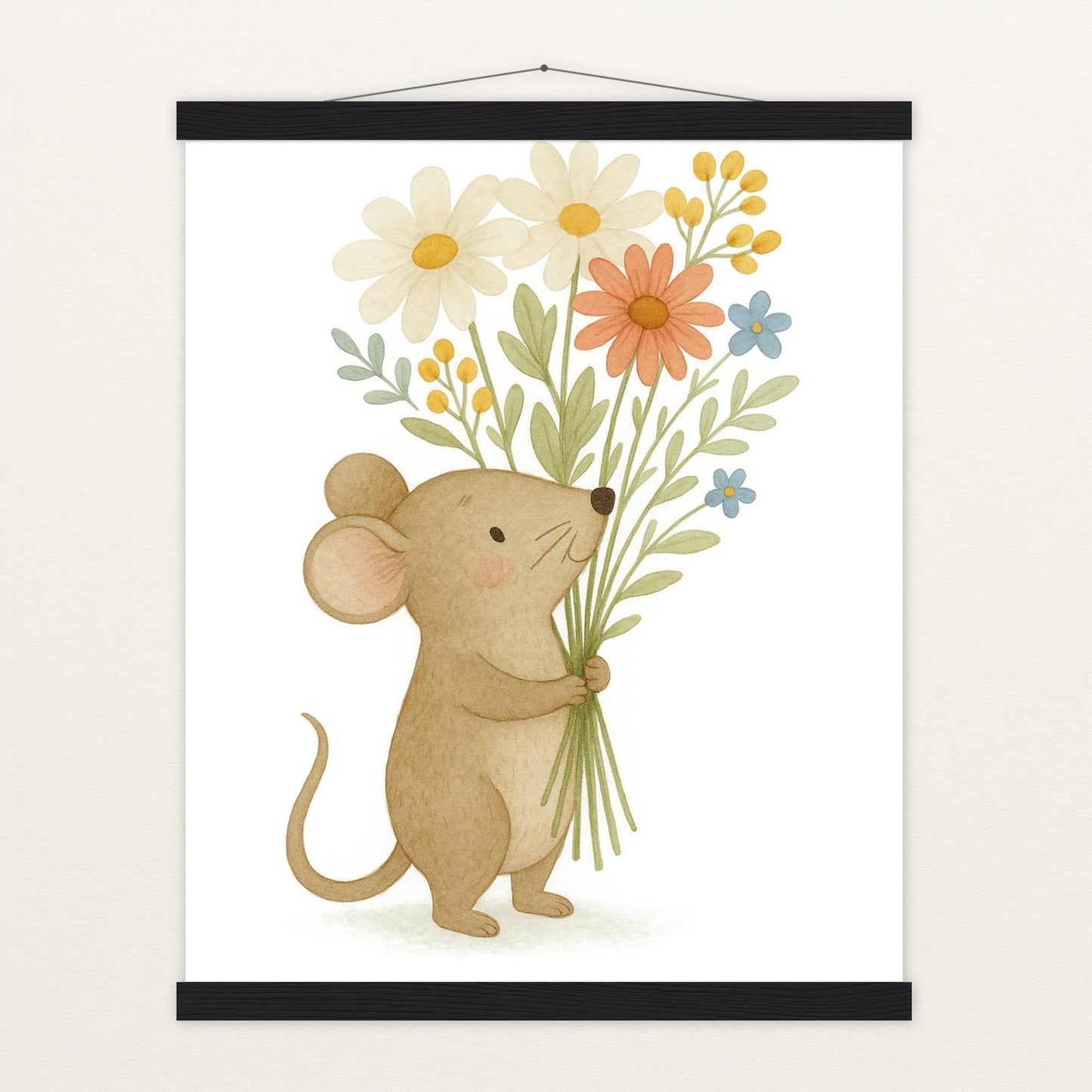 Mimi die Maus - Motiv: "Blumenstrauß" Poster mit Leisten von tinylearner