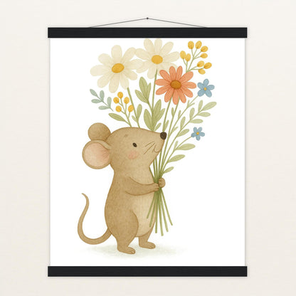 Mimi die Maus - Motiv: "Blumenstrauß" Poster mit Leisten von tinylearner