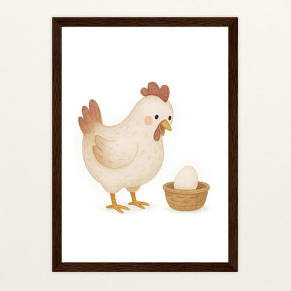 Hanni das Huhn - Motiv: "Ei" Poster mit Holzrahmen von tinylearner