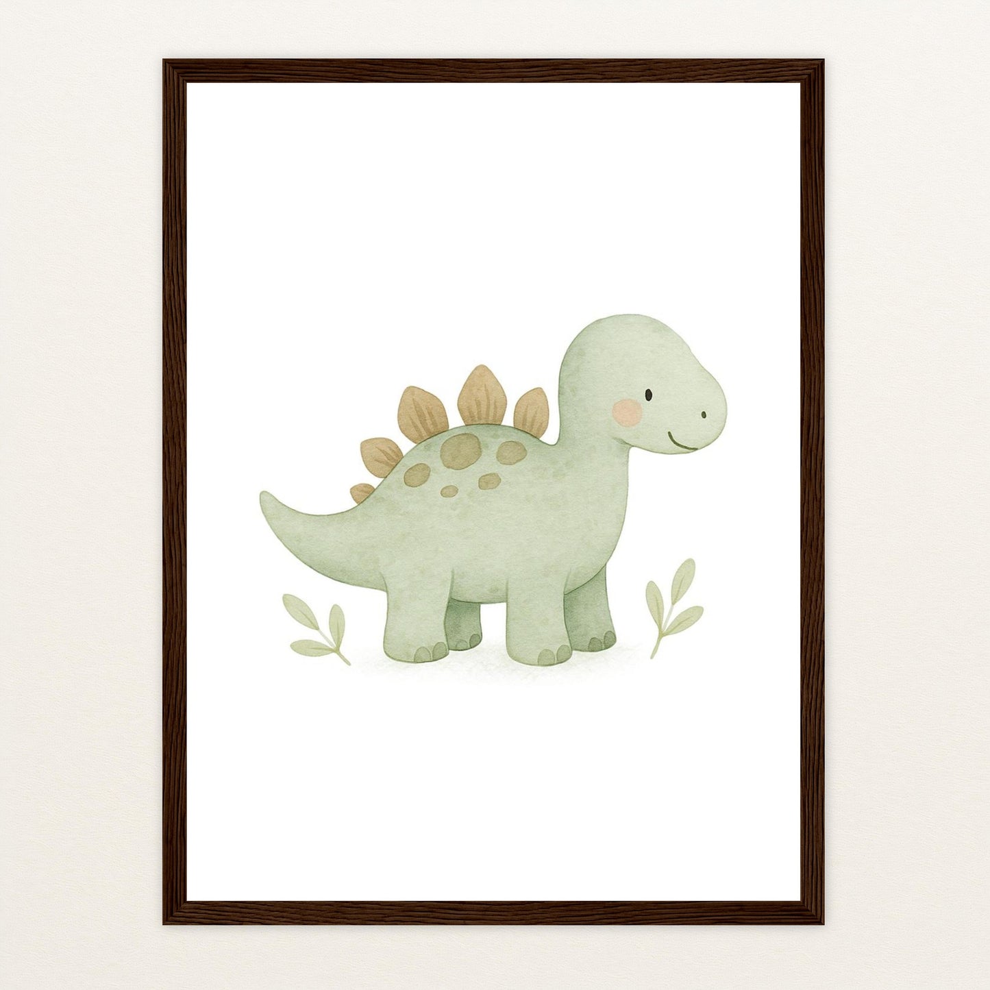 Dinosaurier Stegosaurus Poster mit Holzrahmen von tinylearner