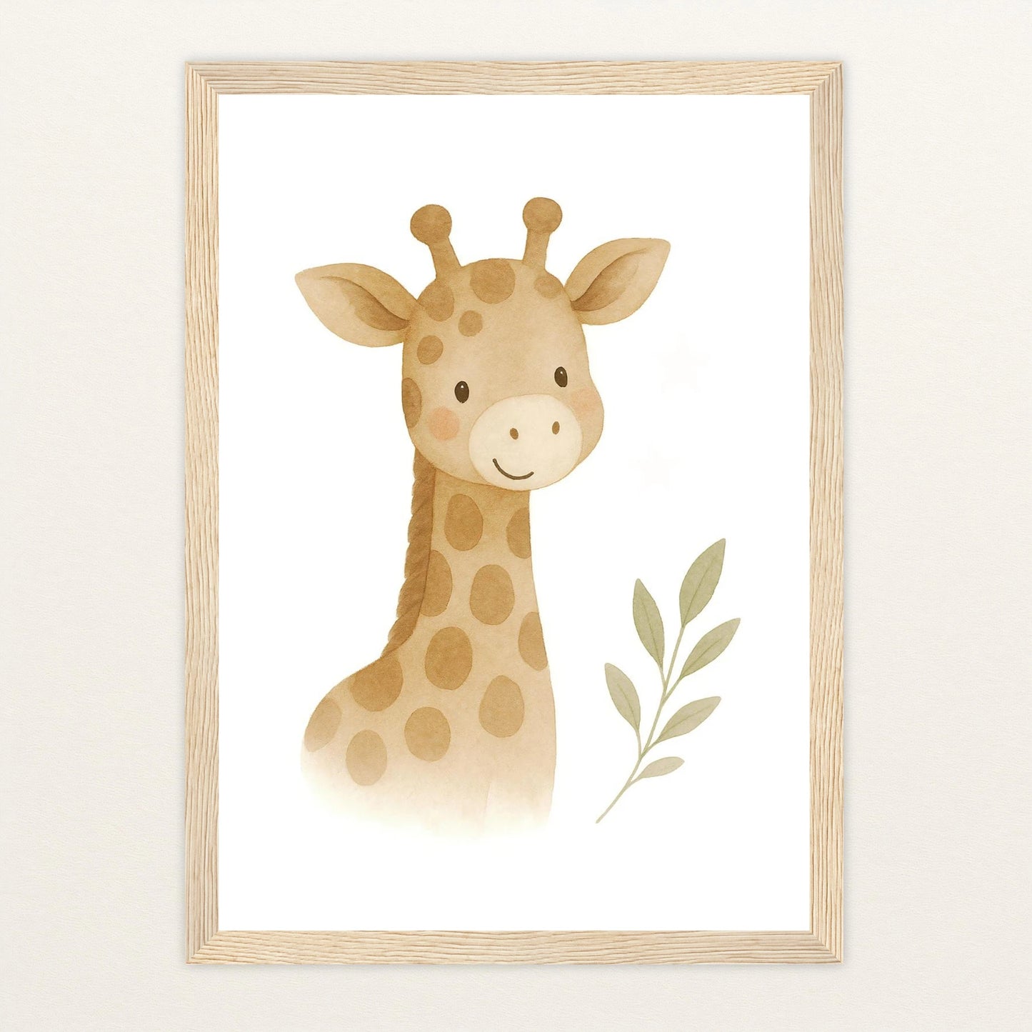Greta die Giraffe Poster mit Holzrahmen von tinylearner