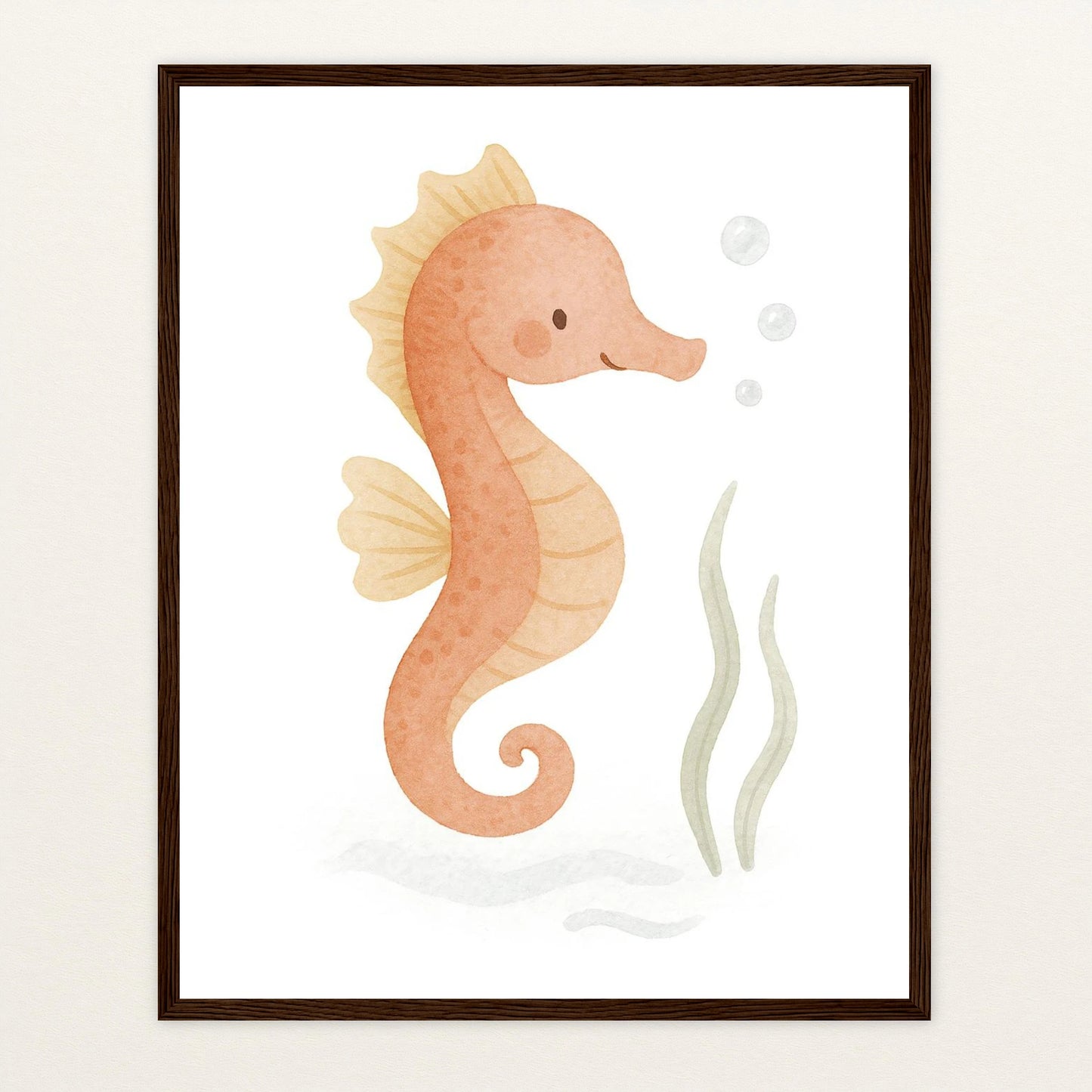 Suri das Seepferdchen Poster mit Holzrahmen von tinylearner