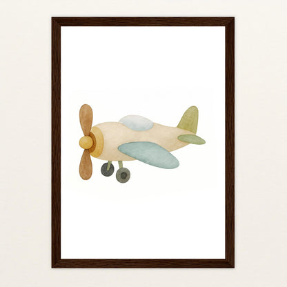 Propellerflugzeug Poster mit Holzrahmen von tinylearner