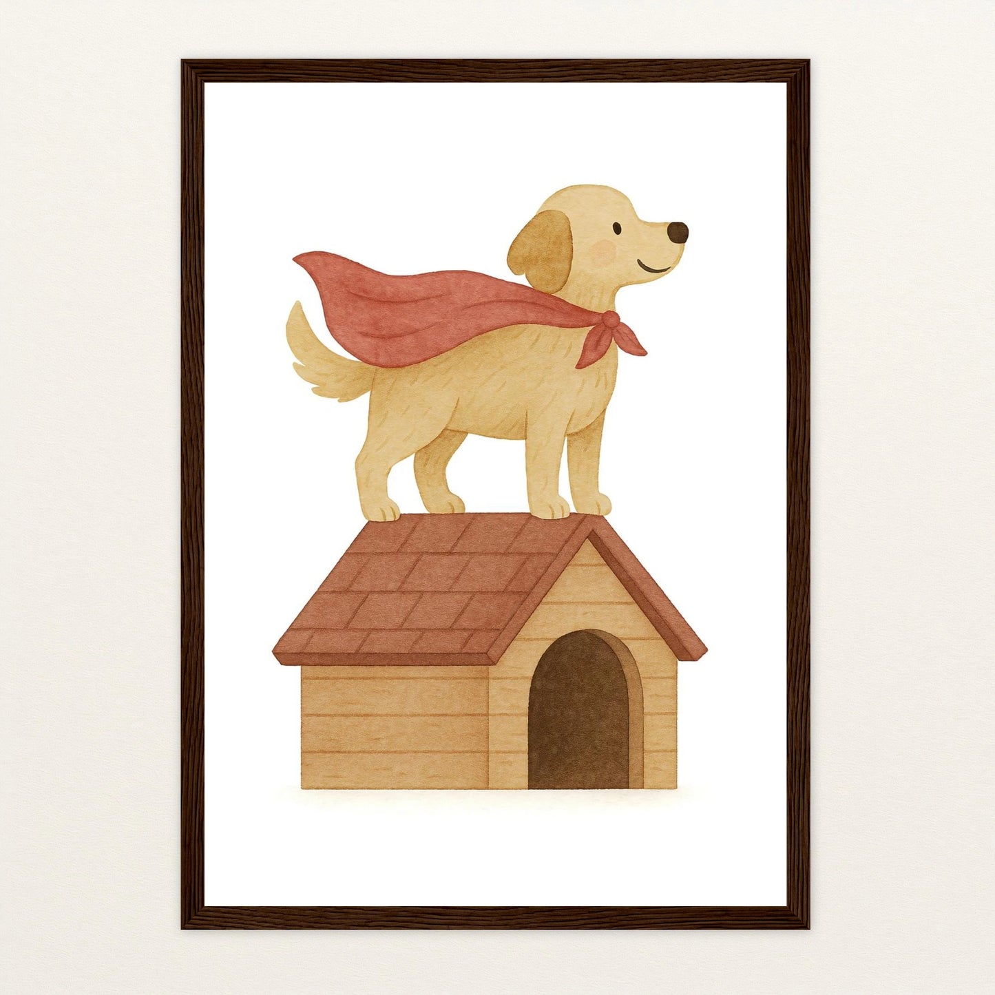 Hugo der Hund - Motiv: "Superheld" Poster mit Holzrahmen von tinylearner