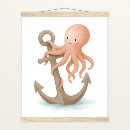 Tilli der Tintenfisch - Motiv: "Anker" Poster mit Leisten von tinylearner