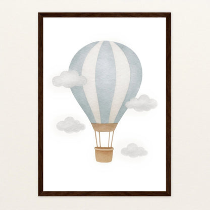 Heißluftballon Poster mit Holzrahmen von tinylearner