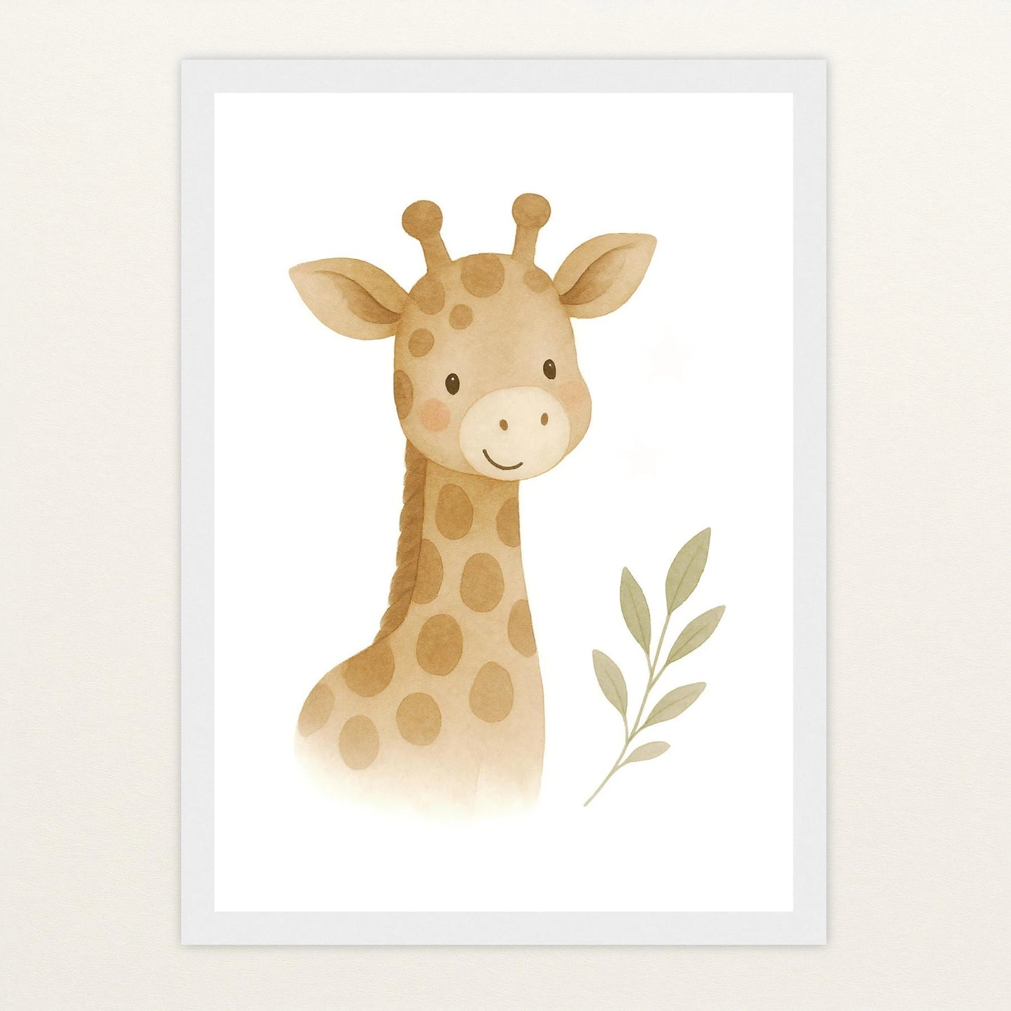 Greta die Giraffe Poster mit Holzrahmen von tinylearner
