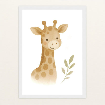 Greta die Giraffe Poster mit Holzrahmen von tinylearner