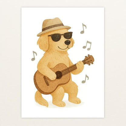 Hugo der Hund - Motiv: "Gitarre" Poster von tinylearner