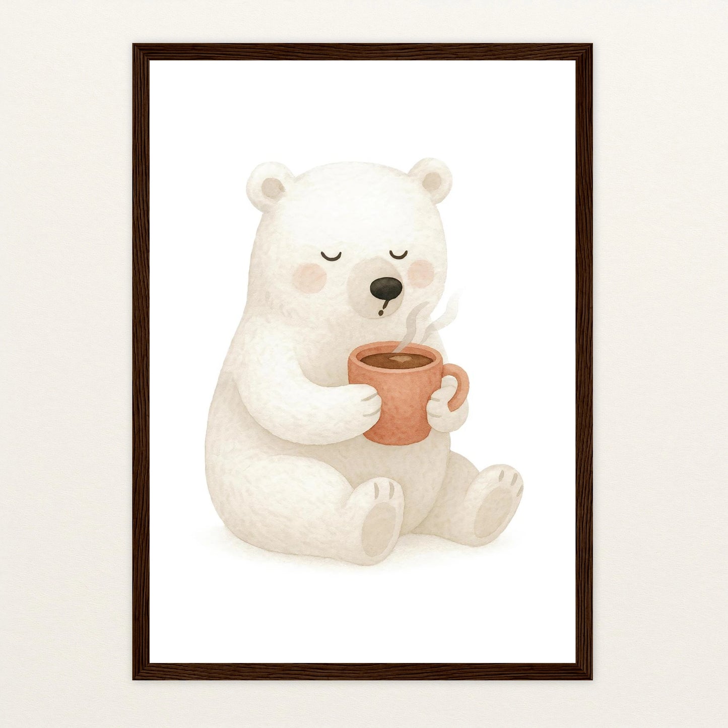 Pummel der Polarbär - Motiv: "Kakao" Poster mit Holzrahmen von tinylearner