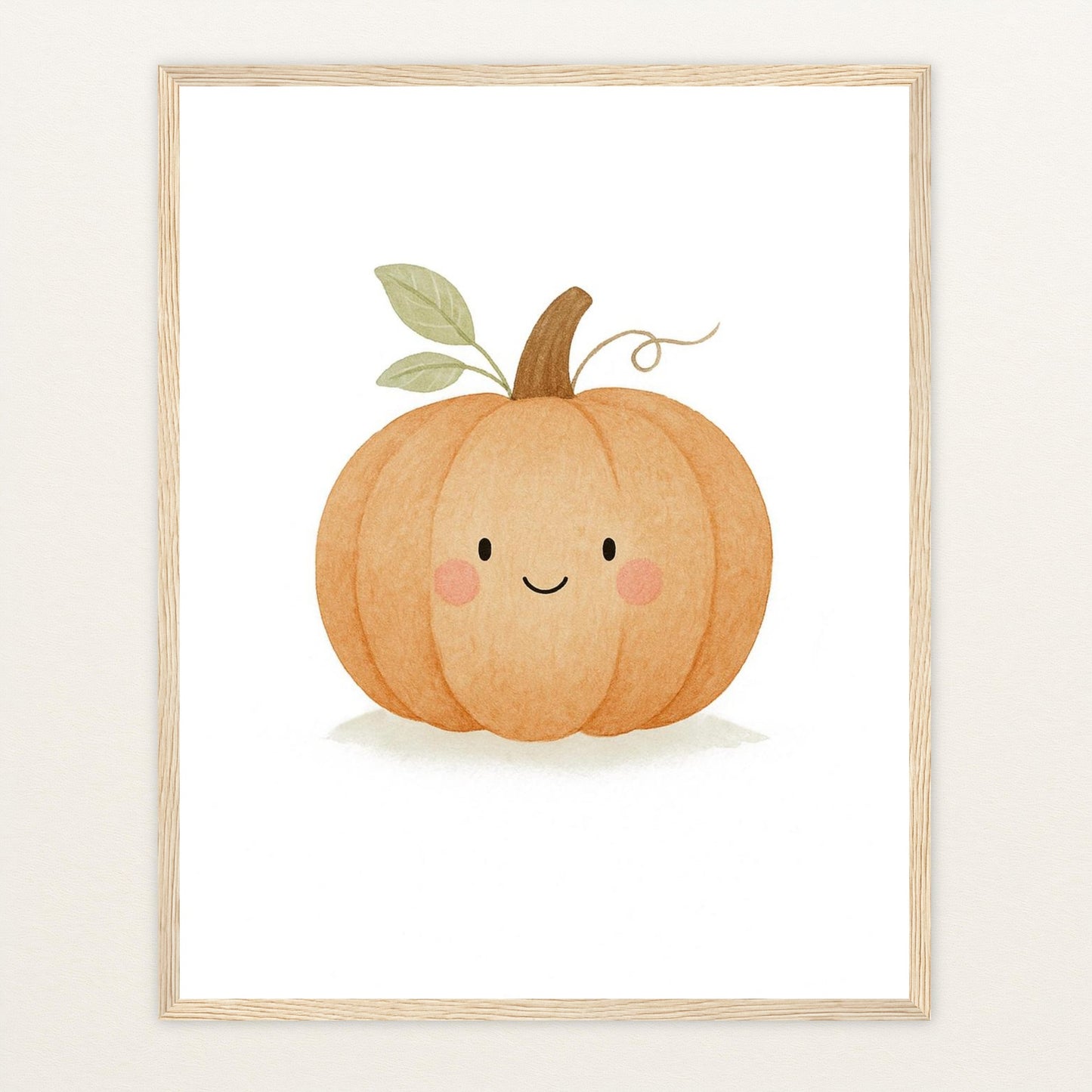 Gemüse: Kürbis Poster mit Holzrahmen von tinylearner
