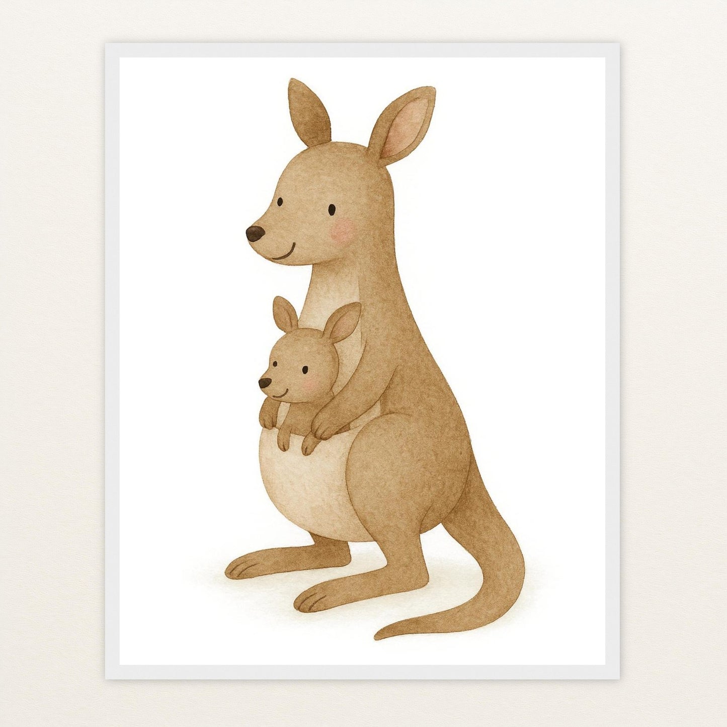 Kängu das Känguru Poster mit Holzrahmen von tinylearner