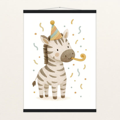 Zinni das Zebra - Motiv: "Party" Poster mit Leisten von tinylearner