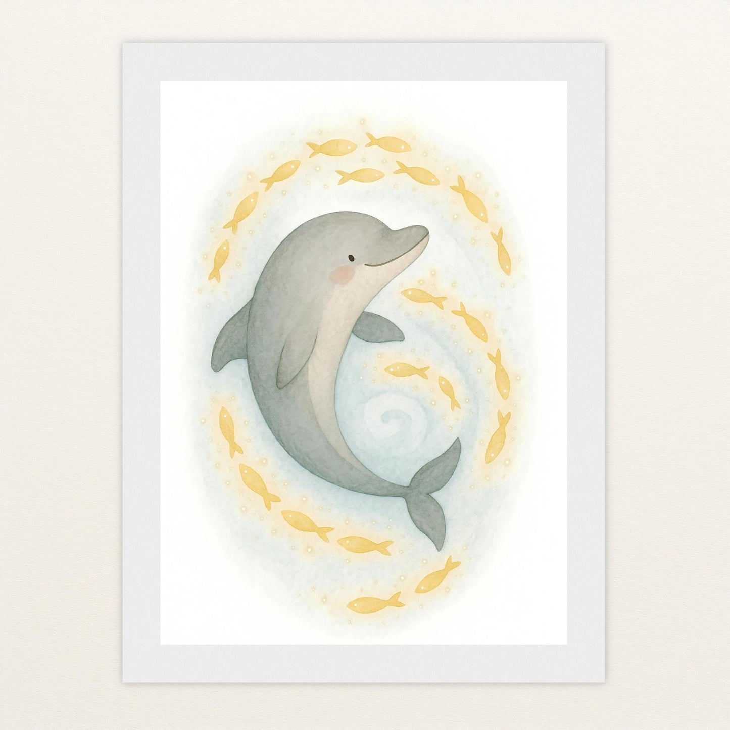 Dora der Delfin - Motiv: "Leuchtfische" Poster mit Holzrahmen von tinylearner