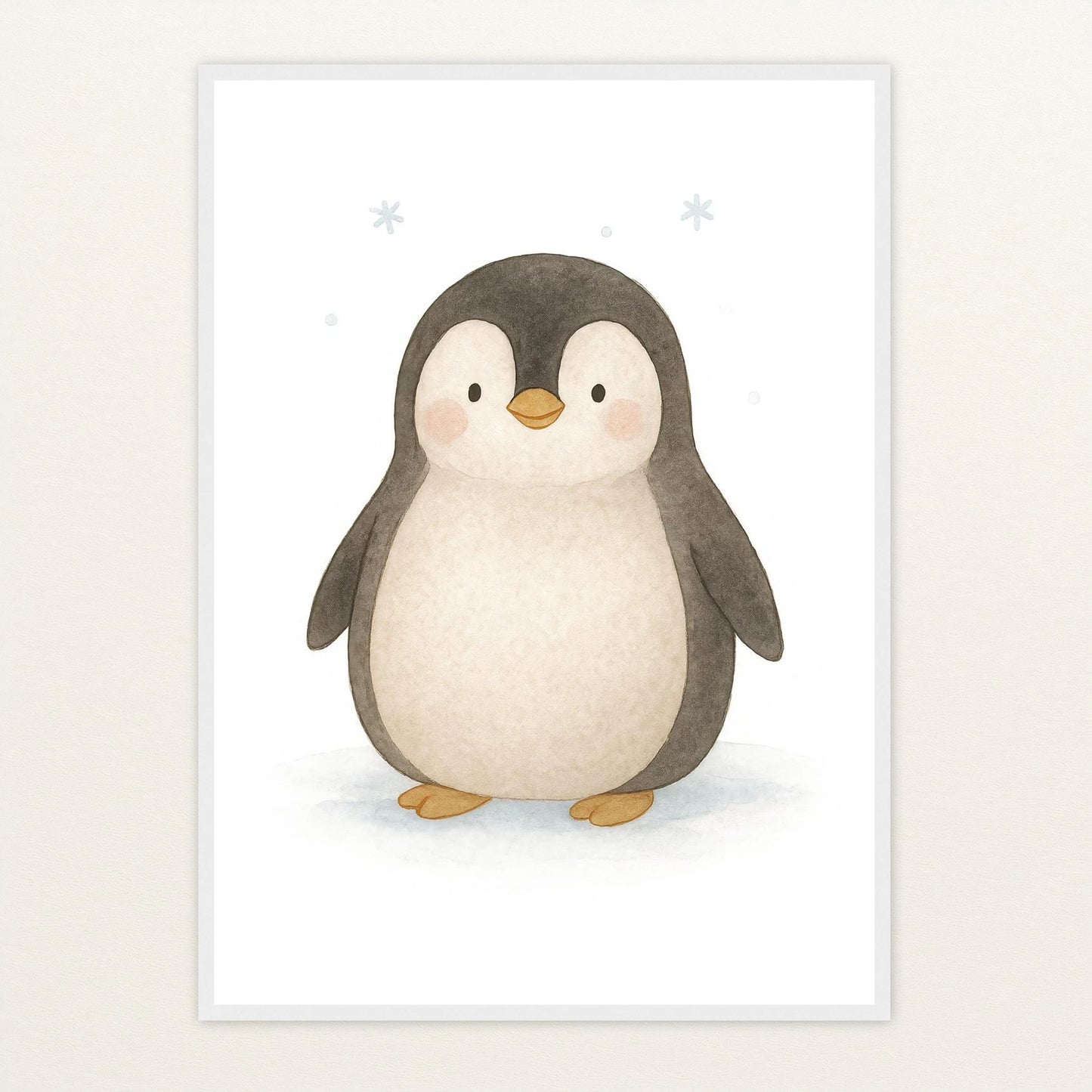 Pia der Pinguin Poster mit Holzrahmen von tinylearner