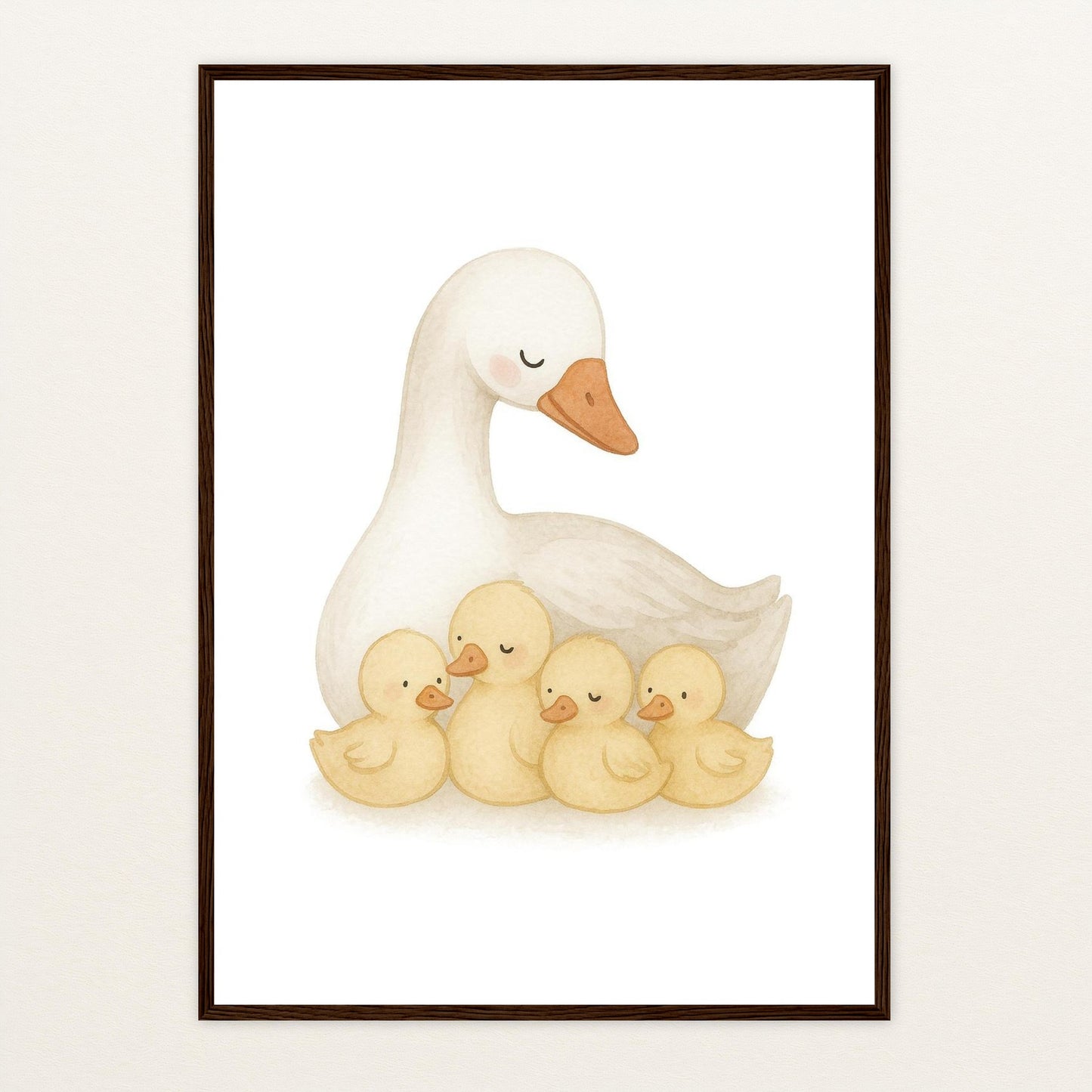 Gusi die Gans - Motiv: "Familie" Poster mit Holzrahmen von tinylearner