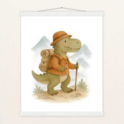 Dinosaurier T-Rex - Motiv: "Wandern" Poster mit Leisten von tinylearner