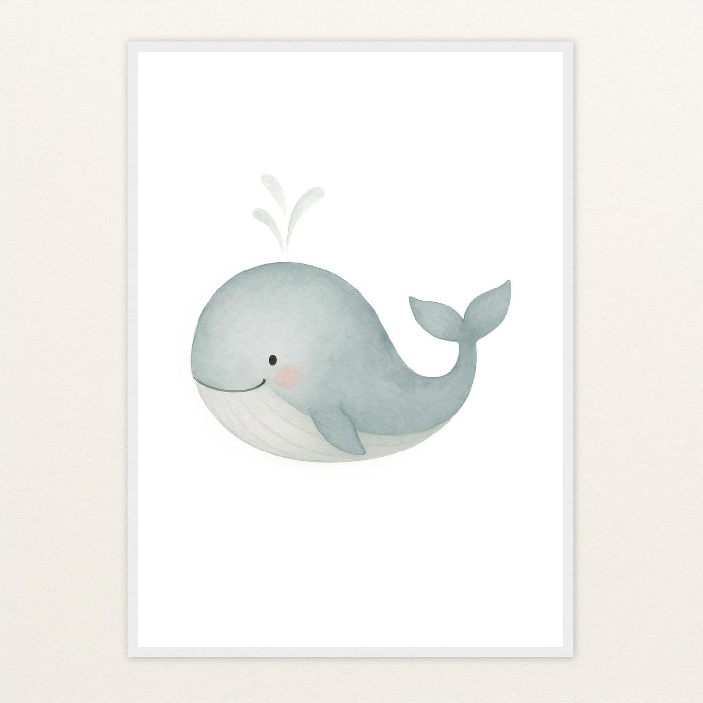 Willi der Wal Poster mit Holzrahmen von tinylearner