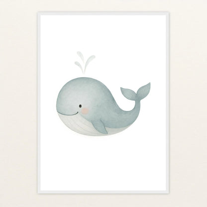 Willi der Wal Poster mit Holzrahmen von tinylearner