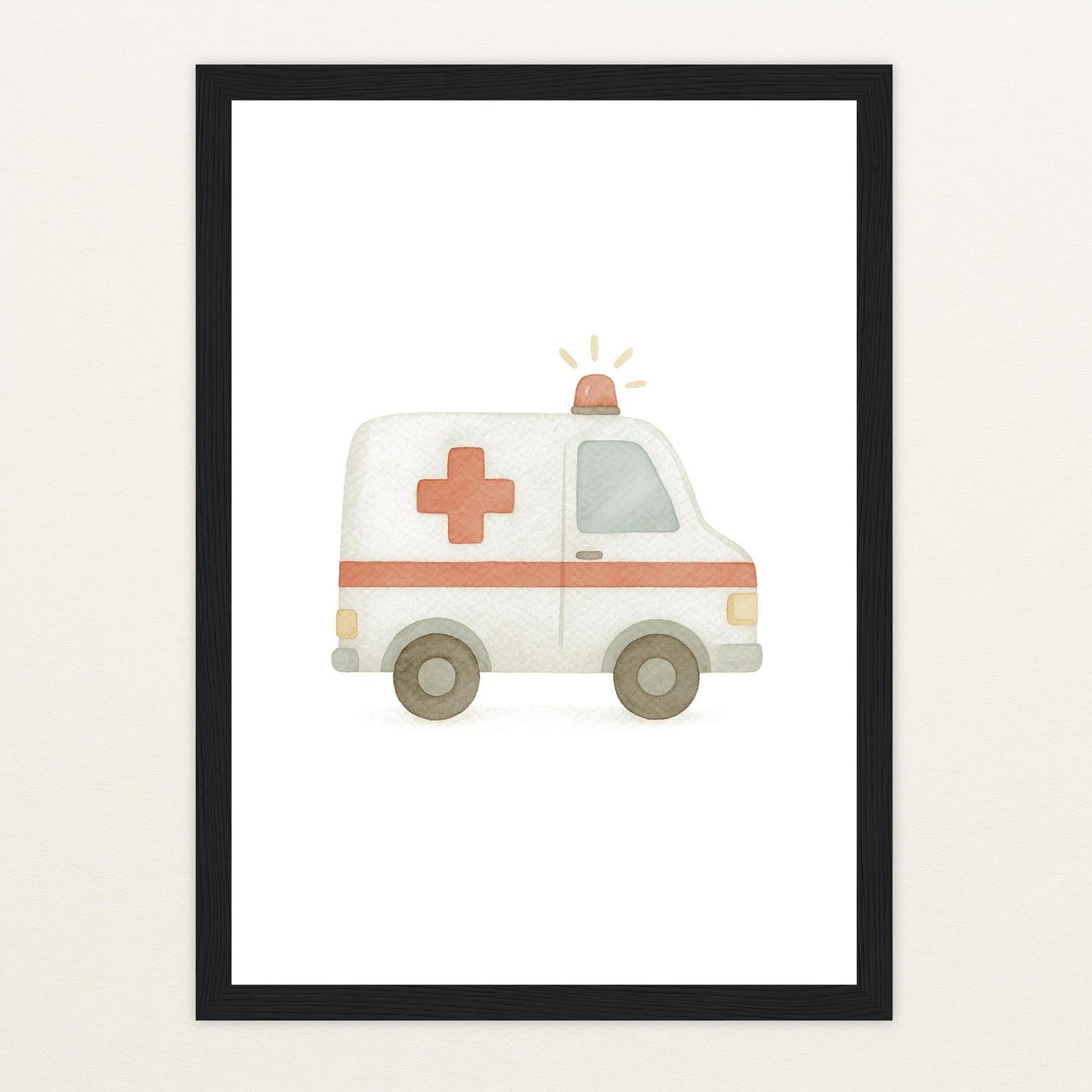 Krankenwagen Poster mit Holzrahmen von tinylearner