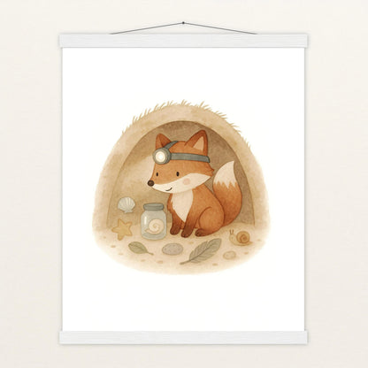Finnegan der Fuchs - Motiv: "Höhle" Poster mit Leisten von tinylearner