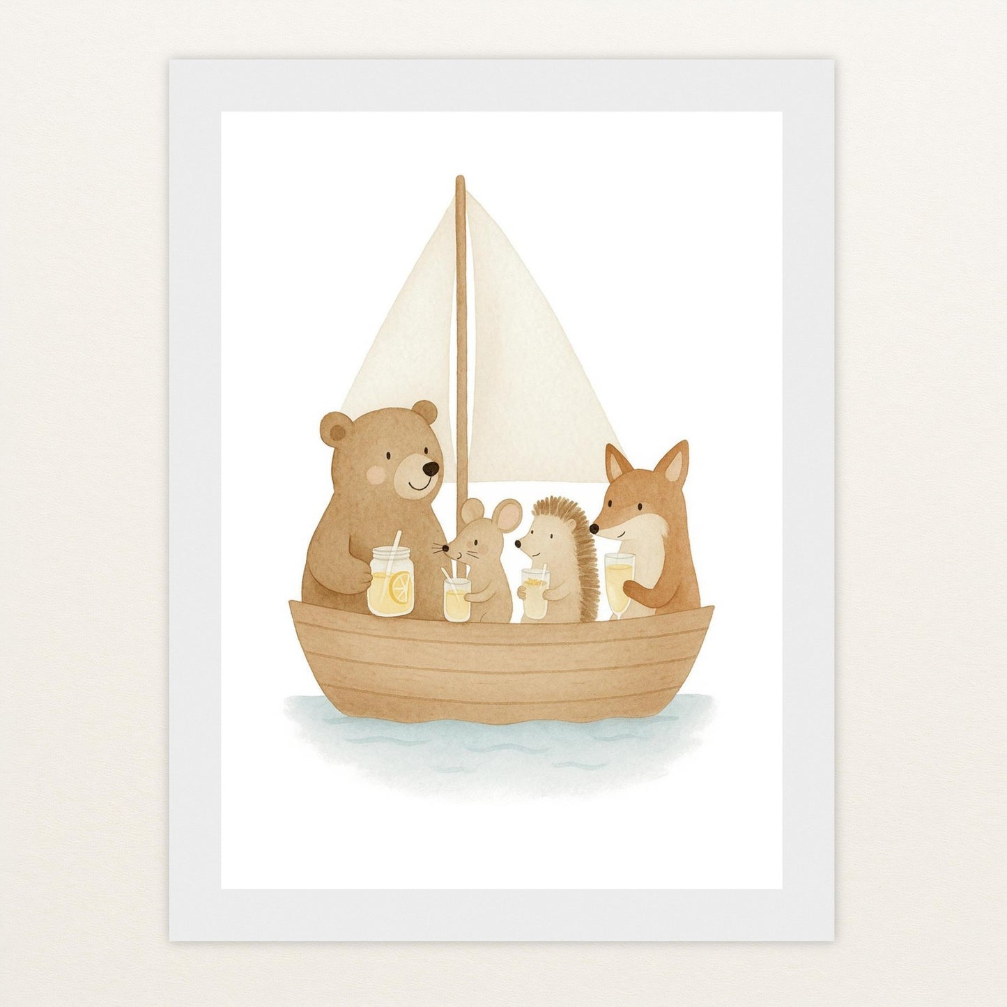 Tierfreunde - Motiv: "Segelschiff" Poster mit Holzrahmen von tinylearner