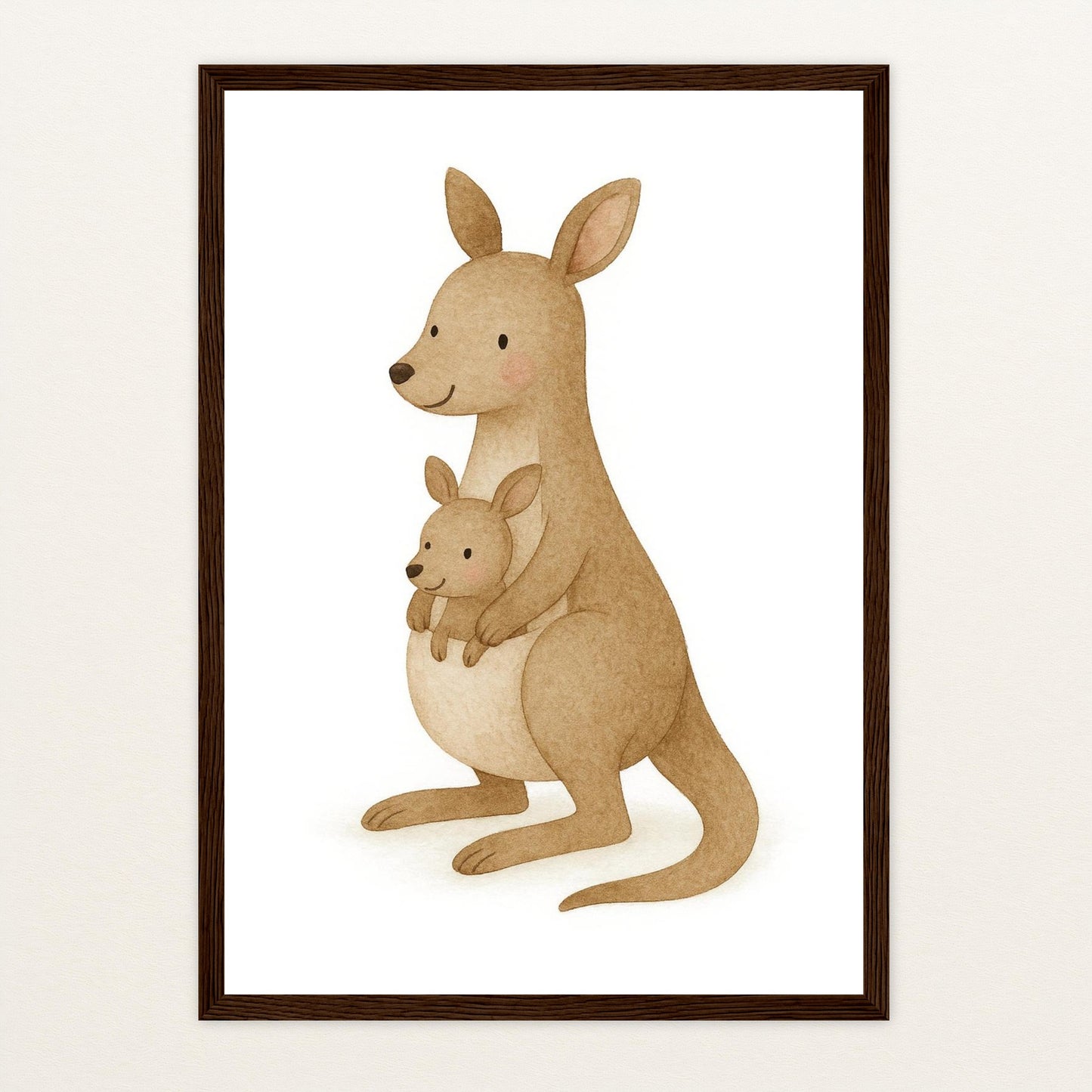 Kängu das Känguru Poster mit Holzrahmen von tinylearner