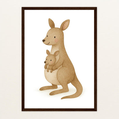 Kängu das Känguru Poster mit Holzrahmen von tinylearner