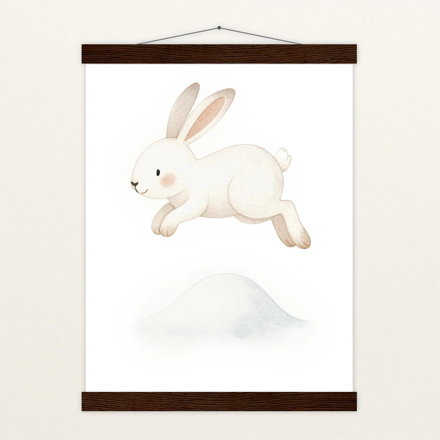 Sina der Schneehase - Motiv: "Schneehügel" Poster mit Leisten von tinylearner