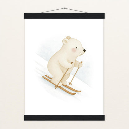 Pummel der Polarbär - Motiv: "Ski" Poster mit Leisten von tinylearner
