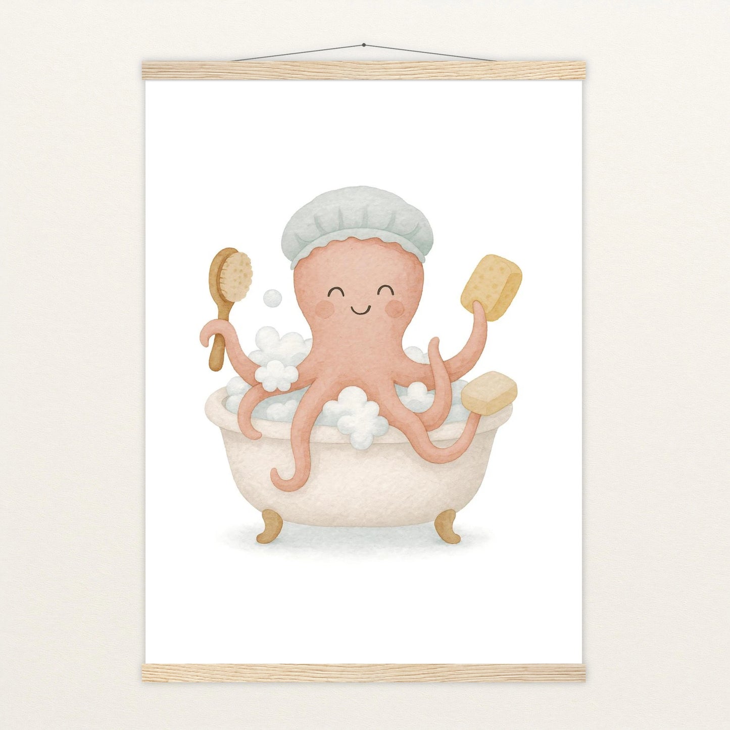 Tilli der Tintenfisch - Motiv: "Baden" Poster mit Leisten von tinylearner