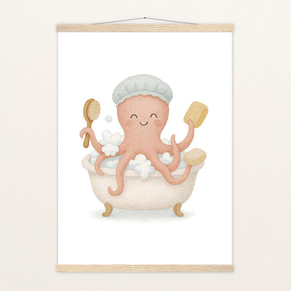 Tilli der Tintenfisch - Motiv: "Baden" Poster mit Leisten von tinylearner