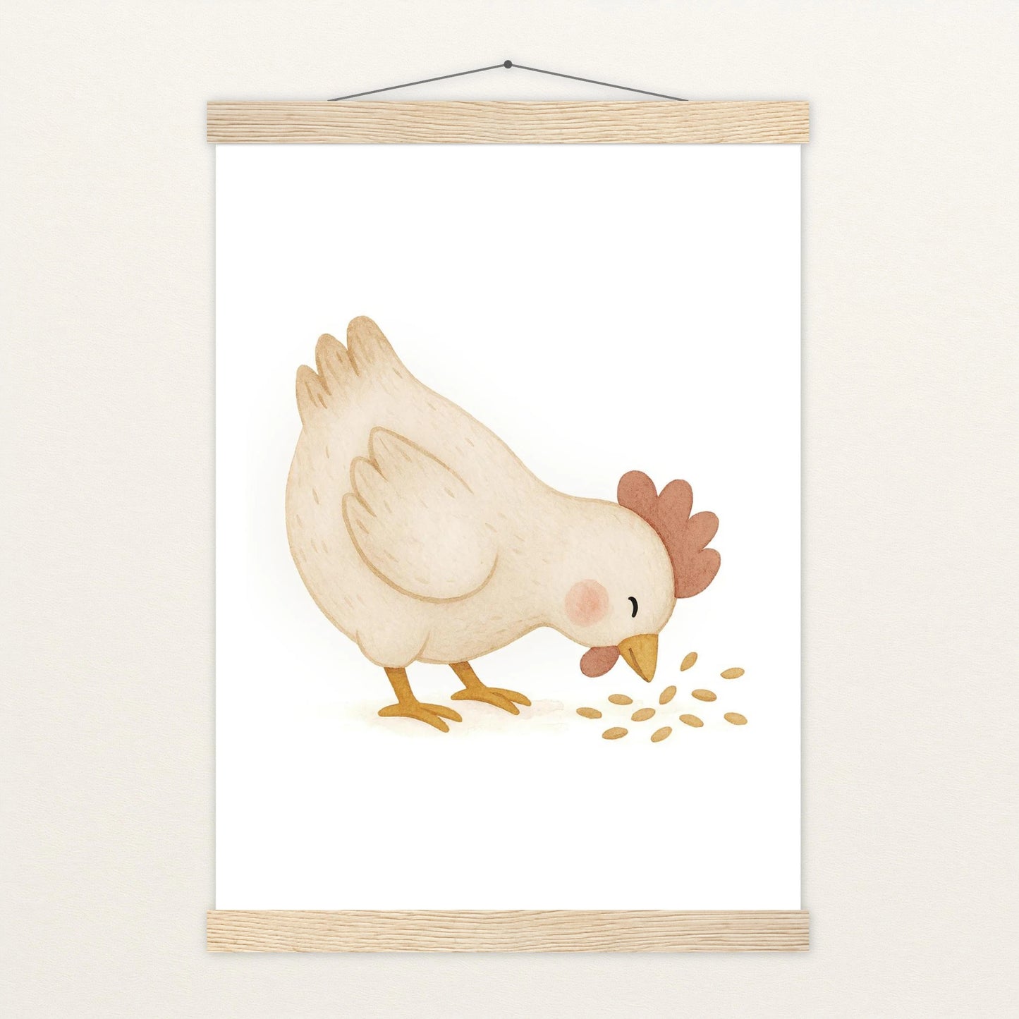 Hanni das Huhn - Motiv: "Körner" Poster mit Leisten von tinylearner