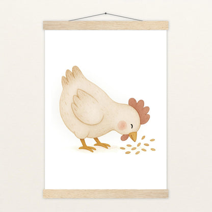 Hanni das Huhn - Motiv: "Körner" Poster mit Leisten von tinylearner
